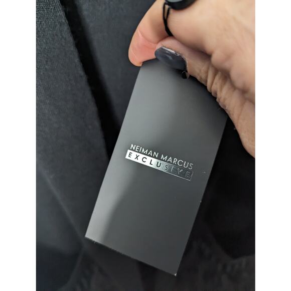 Kobi Halperin Irene Black Long Line Sweater with Ostrich Feather Trim XL New - Picture 12 of 14